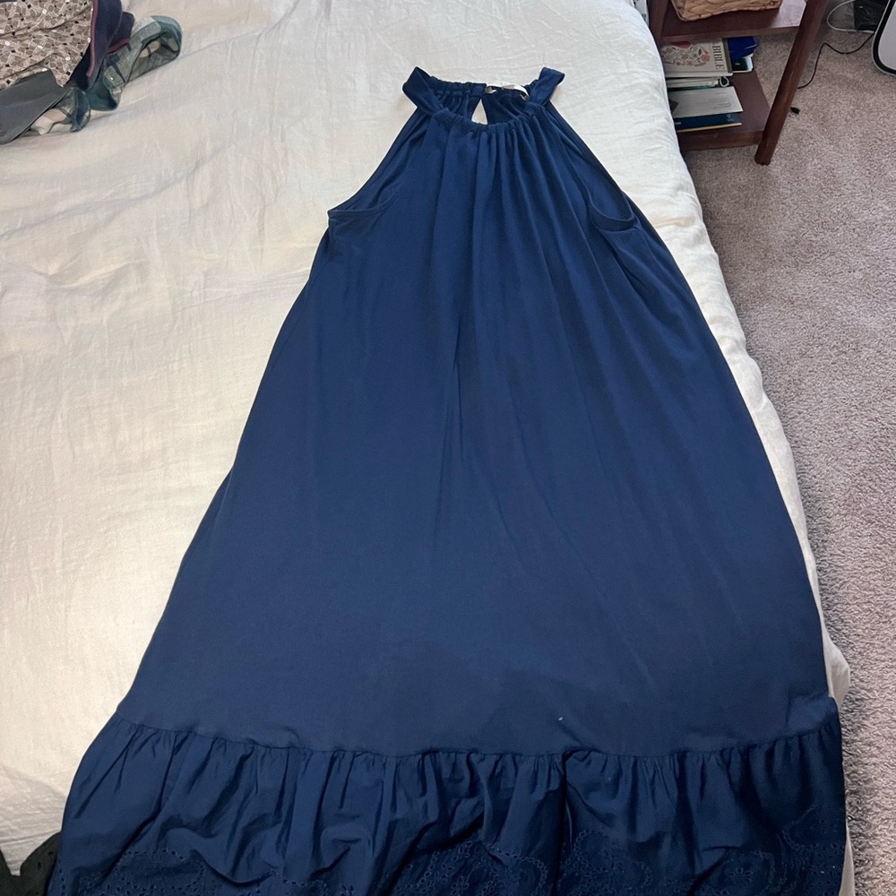 LOFT Dark Blue Gathered Top